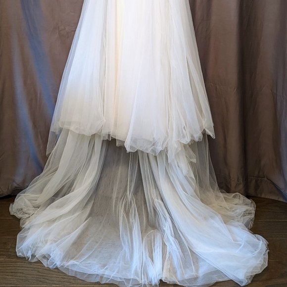 Strapless Wedding Dress with Tulle Slit Skirt - Picture 3 of 16
